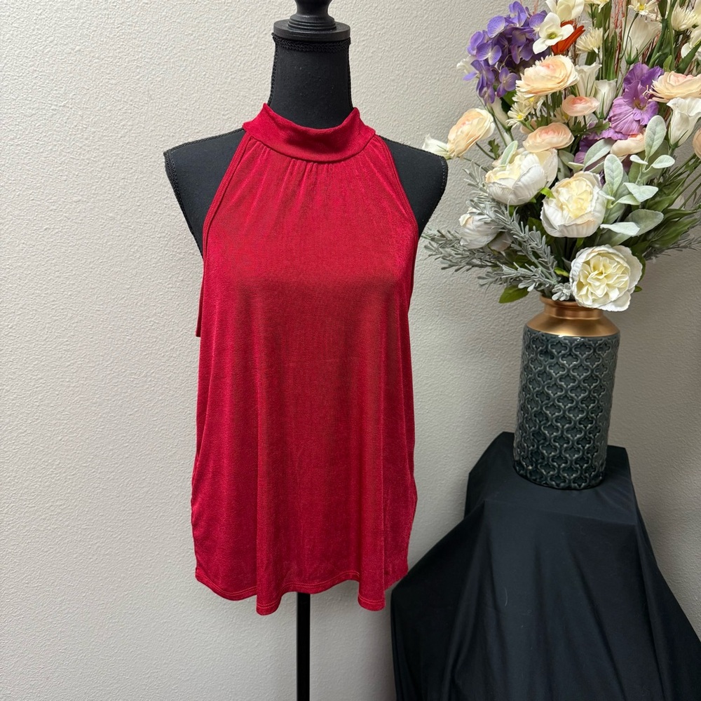 Maurices 24/7 Red Mock Neck Halter Tank Top Sleeveless Stretchy L